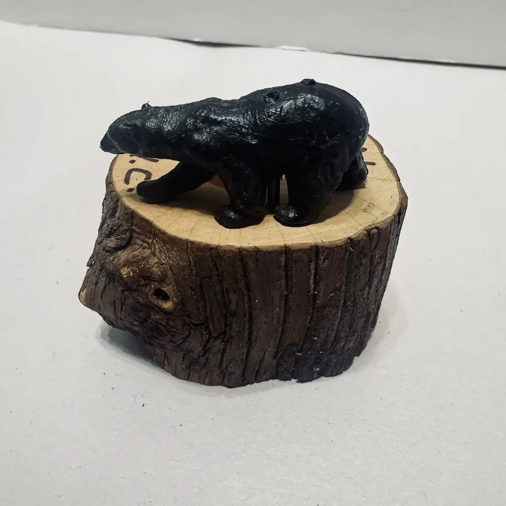 Ridgecrest Mountains NC Black Bear Figurine Folk Art Decor Souvenir Wood Log